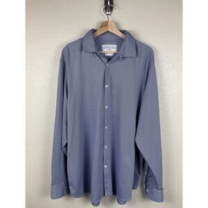 Mizzen+Main Mens Spinnaker Dress Shirt Blue White Micro Gingham Performance